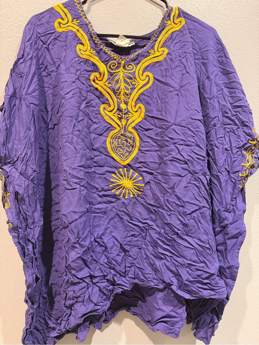 Jessica Taylor made in India Purple Tunic Top Yellow Embroider Detail Royal Lux
